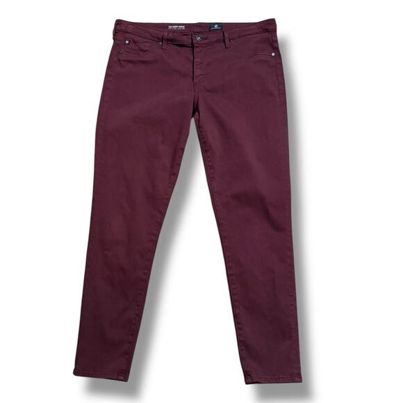 Adriano Goldschmied Chino Jeans Womens Oxblood Abbey Ankle Super Skinny Ankle 32 - Picture 1 of 8
